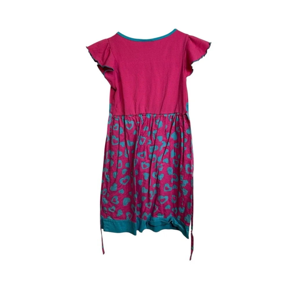 what a doll girls pink blue hearts short‎ sleeve dress size medium 7 8